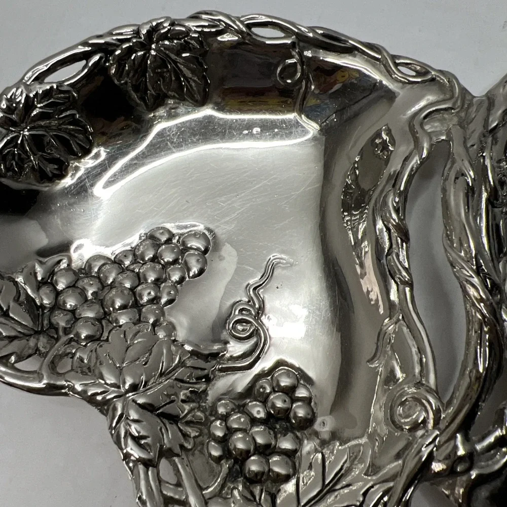 Godinger Silver Art Co Double Heart Grape Silver Plate Serving Dish Candy Nuts